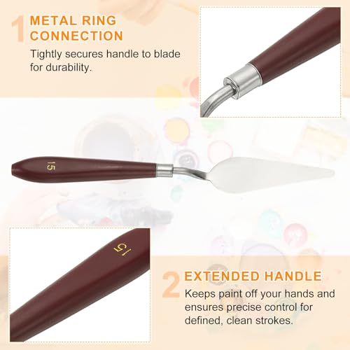 HARFINGTON Palette Knife Painting Tool 3.27" x 1.06" Stainless Steel Art Spatula Pallet Knives Scrapers Tools with Plastic Handle for Acrylic Oil Canvas Mixing Spreading, Red/Silver - size: 3.27" x 1.06"