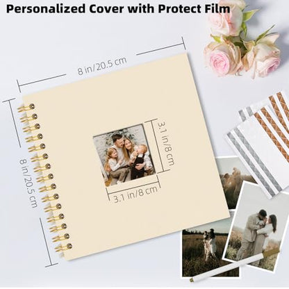 Vienrose Scrapbook Album Gift Set, 10x10 Inch, 40 White Pages, Off White - color: Beige, size: 10x10Inch 20Sheets 40Pages