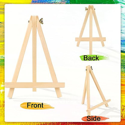 12 Pack 9 Inch Wood Easels, Easel Stand for Painting Canvases | Art and Crafts, Tripod Painting Party Easel, Kid Student Tabletop Easels for Paint, Portable Canvas Photo Picture Sign Holder - style: 12 Pack