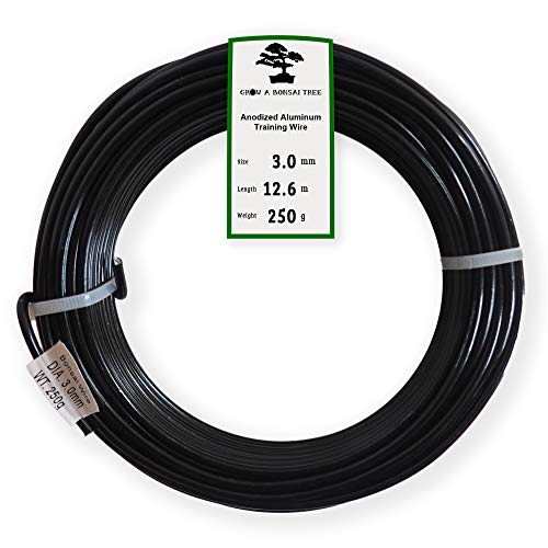 Anodized Aluminum 3.0mm Bonsai Training Wire 250g Large Roll (40 feet) - Choose Your Size and Color (3.0mm, Black) - color: Black, size: 3.0mm