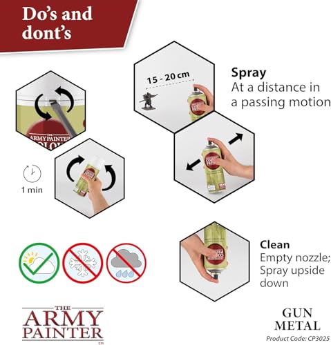 The Army Painter, Colour Primer Gun Metal, 400 ml acrylic spray | Spray Paint Basecoat for Miniature Model Undercoat Priming, Plastic Wargames, DnD & Warhammer - color: Gun Metal