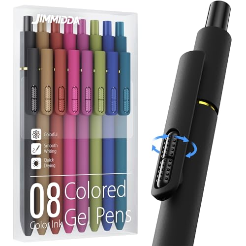 8 Pcs Colored Gel Pens with Fidget, Vintage Color Ink No Smudge - color: Vintage Color Ink-8Pcs