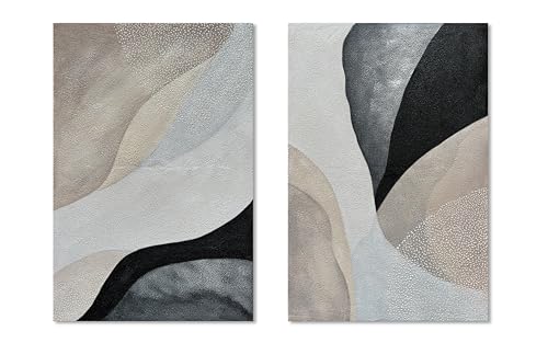 Art Hand-Painted Modern Abstract Oil Painting Textured Canvas Mural Home Wall Art Deco 36x24 inches x2 - color: Yi046