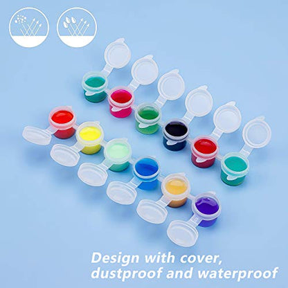 YGAOHF 36 Pcs Empty Paint Pots, Small Paint Containers with Lids, Easy Open Acrylic Paint Cups with Lid Paint Strips for Kids Classroom School Painting Art Supplies - color: 6 Strips