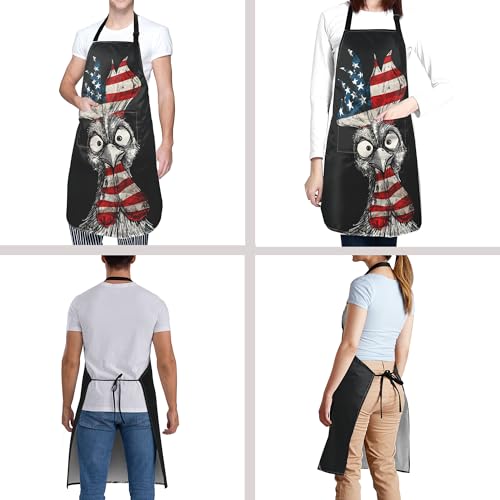 Funny Apron Polyester Grooming Aprons with Pocket for Cooking Kitchen Grilling Adults - color: Black Fun Chicken