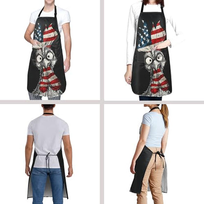 Funny Apron Polyester Grooming Aprons with Pocket for Cooking Kitchen Grilling Adults - color: Black Fun Chicken