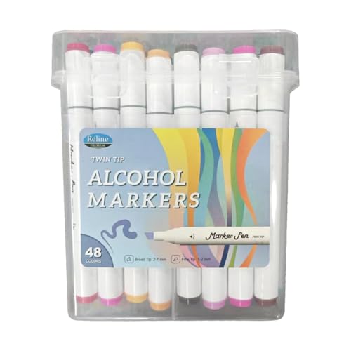 48 Colors Alcohol Markers, Dual Tip Alcohol Based Art Markers, Brush Tip Mark Pens with Case for Adult Coloring Hand Lettering - color: 48 colors