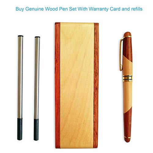 Nice Wooden Gel Pen Gift Set with Case Desk Holder Cool Ink Rollerball Pens - color: Gel pen