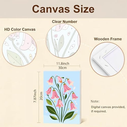 Gemozaic 4 Pack Paint by Numbers Kit for Adults with Frame, Easy Flowers - color: BKH2558-BKH2561