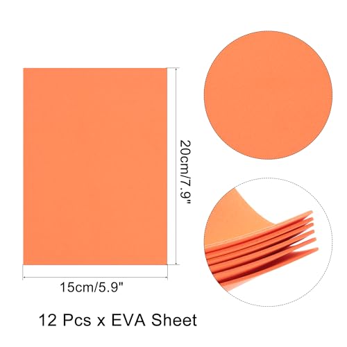 uxcell Light Orange EVA Foam Sheets, 7.9x5.9in 2mm Thick Handicraft Foam Paper for DIY Craft Projects Art Card Party Decoration, 12 Pcs - color: Light Orange