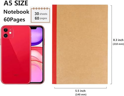24 Pack A5 Kraft Notebooks, 60 Blank Pages Travel Journal Bulk, Soft Cover Notebooks for Women Girls Students, Making Plans Writing Memos Office School Supplies, 8.3 X 5.5 in - style: 24pack Blank page