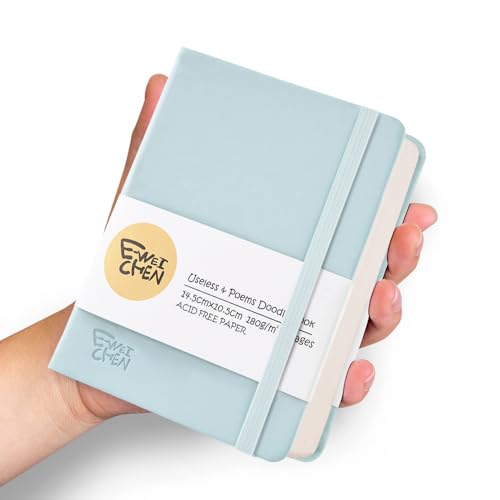 5.7x4.1" Hardcover Mixed Media sketchbook,Pocket Junk Journal Supplies - color: PU Cover-5.7x4.1in-Light Blue