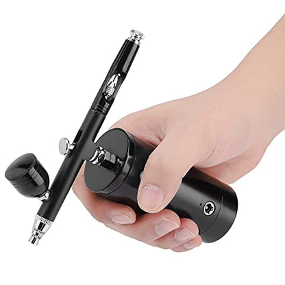 Aluminum Barber Compressor, 0.3mm Black Mini Air Compressor Spray Gun Airbrush Set