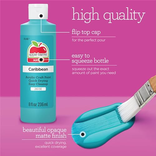 Apple Barrel Acrylic Craft Paint Set, Matte Finish, Set of 8, 8 Fl Oz (Pack of 8), Assorted