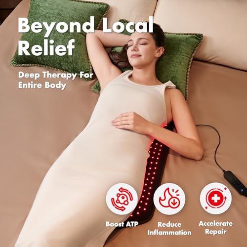 ALLOLO Red Light Therapy for Body, 3 in 1 LEDs Red Light Therapy Belt with Timer Remote Control, 660nm 850nm Infrared Light Therapy Pad for Body Waist Shoulder Knee, 27.6" x 13.9" Large Area - size: 27.6"*13.9"