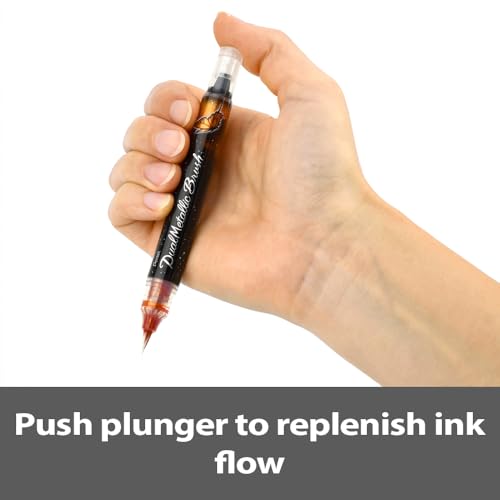 Pentel XGFH-DP Dual Metallic Brush, Pink + Metallic Pink - color: pink + metallic pink