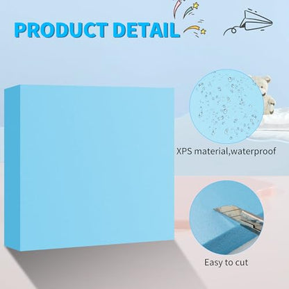 LuckyFoam Blue 4 Pack 12x12x2 inch Foam Sheets 2 Inch Thick | Polystyrene Rectangles XPS Foam Board Craft for Insulating DIY Modeling Art Supplies - color: blue, size: 12x12x2 inch 4pcs