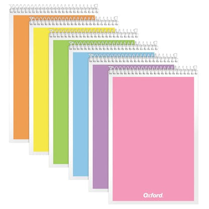 Oxford Steno Spiral Notebooks, Top Bound Steno Pads, 6x9 Inches, Gregg Ruled for Lists, White Paper, Asst. Pastel Covers, 80 Sheets, 6 Pack (1007112)