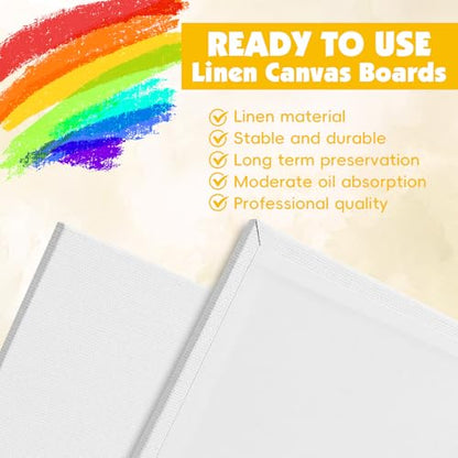 ESRICH Professional Linen Canvas Panels 12x16, 5 Pack Linen Canvas for Painting Primed Acid Free Blank Canvas Boards for Painting for Painters，Artists, - size: Linen canvas-5p12x16in