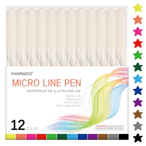 01 Micro Fine Point Pen Set - 12 Waterproof Archival Ink Colors, 0.25mm Fineliner Pens for Art Illustrations, Sketching, Anime, Manga, Technical Drawings & Scrapbooking-fan - color: 12 Colors-W