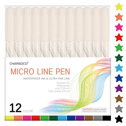 01 Micro Fine Point Pen Set - 12 Waterproof Archival Ink Colors, 0.25mm Fineliner Pens for Art Illustrations, Sketching, Anime, Manga, Technical Drawings & Scrapbooking-fan - color: 12 Colors-W