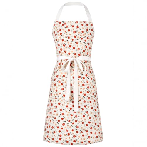 Aoomzoon Kitchen Aprons for Women with 2 Pockets,Double Sided Vintage Adjustable Apron for Gardening Cooking Arting Painting - color: Orange/Purple