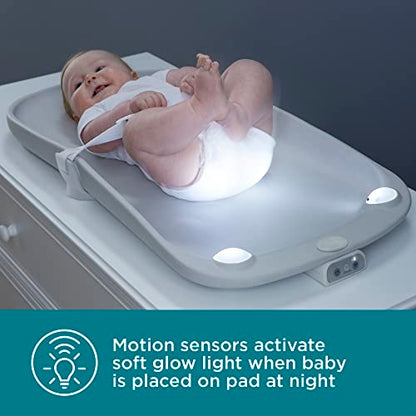 Contours Glow Motion Sensing Light Up Waterproof Wipeable Baby Diaper Changing Pad for Dresser or Table, Adjustable Brightness for Nighttime Change, Easy to Clean Surface, Soft & Comfortable Foam - style: Changing Pad
