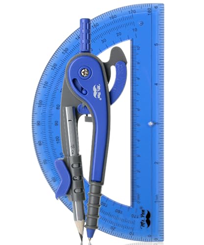 Mr. Pen- Geometry Compass and Protractor Set, 6 Inch Compass - color: Midnight Blue, size: 1 Set