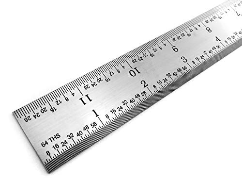 Benchmark Tools 466729 Rigid 4R 12 Inch Rigid 4R Machinist Rule with 1/8, 1/16, 1/32 and 1/64 Markings Tempered Stainless Steel with Brushed Finish Conforms to EEC-1 Accuracy Standards (1)