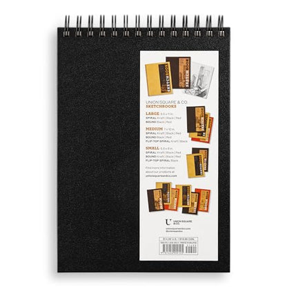 Sketchbook 7 x 10" Fliptop Landscape Black Spiral Hardcover Mixed Media Sketchbook for Drawing: Acid-Free Quality Paper (128 pages) (Union Square & Co. Sketchbooks)