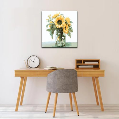 Natuyalo Framed Paint by Number Kits for Adults Beginners, Sunflower Easy Acrylic Adult Paint by Number Kits, Flowers DIY Painting by Numbers Kits with Frame Ideal Gift 12x12 Inch - color: Color-06