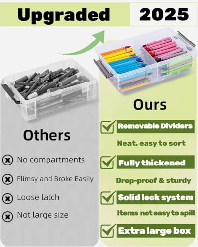 6 Pack Extra Large Pencil Box with Removable Divider, Thickened Pencil Case Bulk, Clear Crayon Marker Organizer Stackable Plastic Small Storage Containers for Pen Craft School Supplies(Grey) - size: Grey-6 Pack