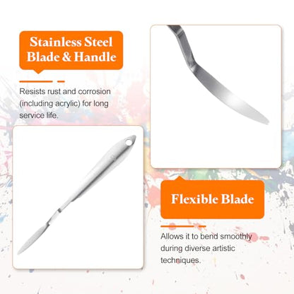 HARFINGTON 2pcs Palette Knife Painting Tool 7.68" Stainless Steel Silver