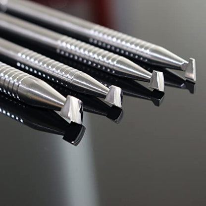 Leather Stamping Tool 304 Stainless Steel Professional Stamp Tools Leather Edge Punch Carving DIY LeatherCrafts (Full Set, 4pcs (XS+S+M+L)) - size: Full Set, 4pcs (XS+S+M+L)