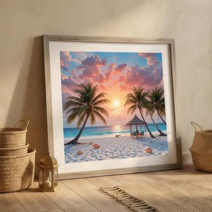 5D Beach Sunset Diamond Art kits for Adults Beginners 13.8x13.8inch - color: KM1195-1