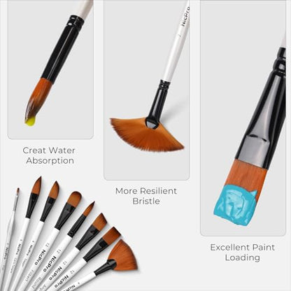 Nicpro 40 PCS Paint Brush Set, Professional Acrylic Paint Brushes - color: White, size: 40 Pieces