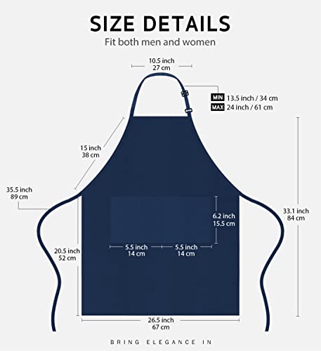 Syntus Apron for Men Women, Adjustable Cooking Kitchen Apron with 2 Pockets | Machine Washable, Firm Stitching, Stain Resistance, Long Tie Straps, 2 Pockets, Versatility, Unisex Use, Gift, BBQ - color: Blue Dark, style: 2 Polyester