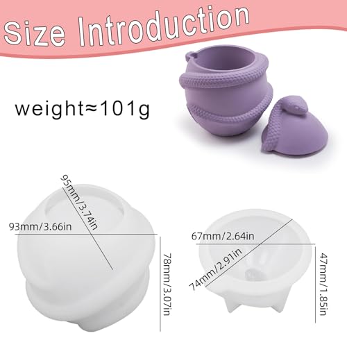 Snake Egg Resin Molds Silicone 3D Resin Jar Epoxy Molds with Lid | Silicone Jar Molds for Epoxy Resin Casting, DIY Craft, Concrete, Plaster, Candle Making, Candy Container, Jewelry Storage Box - color: Snake Egg Resin Molds