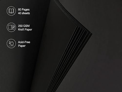 potricher 8 x 8 Inch DIY Scrapbook Album 80 Pages with Kraft Paper, Black - color: Black, size: 8 Inch 80 Pages
