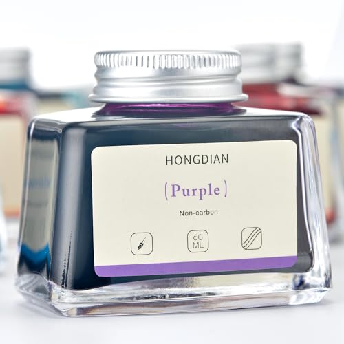 Hongdian Fountain Pen Bottled Ink Purple Color, 60ml Non Carbon Inkwell Bottle, Artist Calligraphy Ink - color: Purple