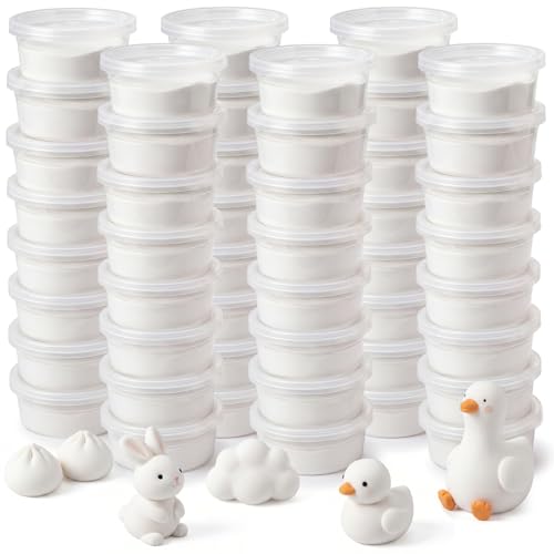 VioraWhite 48 Pcs Air Dry Clay Bulk 1.6lb Modeling Clay Kit,White | Soft & Stretchable, Magic Foam for Kids, DIY Molding, Arts & Crafts, Boys Girls Party Favors, Cosplay Sculpting Supplies - color: White