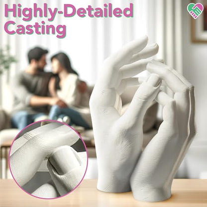 Luna Bean Hand Casting Kit - Couples, Wedding, Hand Mold | Highly detailed, easy to use, fun activity for making memories; gifts for women, special occasions, milestones, and family - size: Couples Large