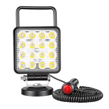 Willpower 4 inch 48W LED Work Light Bar with Magnetic Base, Cigarette Lighter Powered, Portable Off Road Lights Spot Driving Fog Lights for Truck 4x4 Car SUV Trailer Tractor Engineering Garage Camp - size: 4'' - 48W - Spot