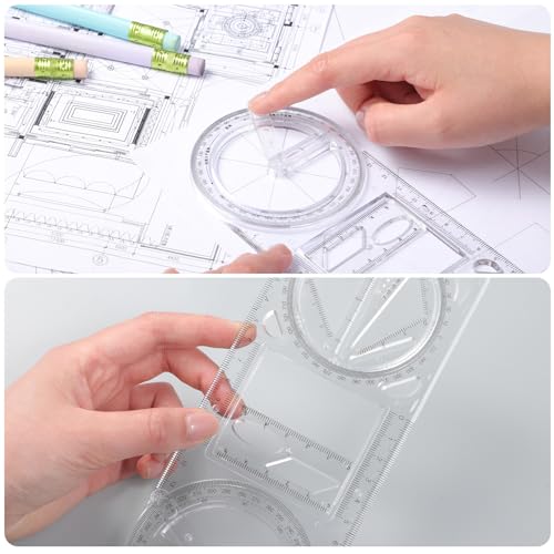 Zonon 2 Pack 360 Degree Protractor, 6 Inch Multifunctional Drawing Ruler Rotatable Mathematical Function Math Geometry Ruler Set, Large Clear Circle Protractor Drafting Tools for Engineering(Upgrade) - style: Upgrade
