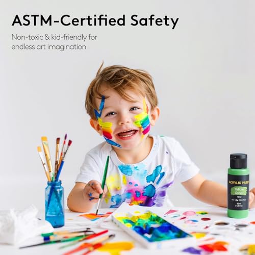 TMOL Acrylic Paint Set, 24 Colors (2 oz/Bottle) with 12 Art Brushes, Art Supplies for Painting Canvas, Wood, Ceramic & Fabric, Rich Pigments Lasting Quality for Beginners, Students & Professional Artist - style: 24 Colors Acrylic Paint 2 fl oz/60 ml