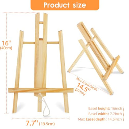 16 Pack 16"x7.7" Wooden Easel, Easel Stand for Painting,Tabletop | Easel Stand for Painting for Artist/Students/Beginners, Portable Canvas Photo Picture Sign Holder - style: 16'' - 16 PK