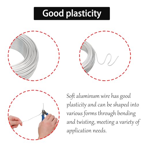 12 Gauge (2mm) Silver Craft Wire for Sculpting，100ft（30m） Aluminum Wire for Sculpting Armature Wire Silver DIY Bendable Craft Wire with 1 Electronic Plier to Cut - size: 12 Gauge