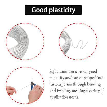 12 Gauge (2mm) Silver Craft Wire for Sculpting，100ft（30m） Aluminum Wire for Sculpting Armature Wire Silver DIY Bendable Craft Wire with 1 Electronic Plier to Cut - size: 12 Gauge