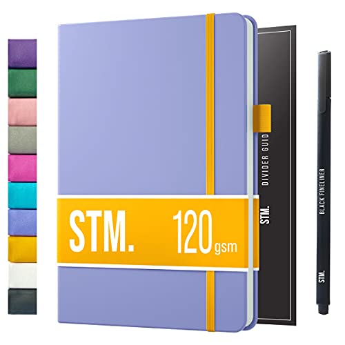 Bullet Dotted Journal Dot Grid Notebook | A5 Daily Journaling Notebooks for Personal Writing, Work, Women | 120gsm Thick Paper, Hard cover, Lay Flat Binding | 5x7 Journals Cuaderno Libretas de apuntes - color: Lavender, style: Pro (120gsm)