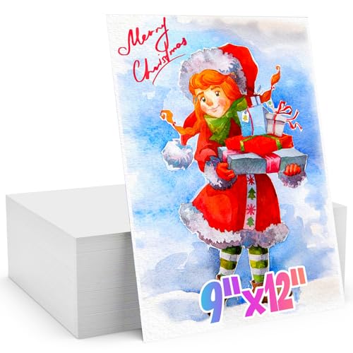 Watercolor Paper, 250 Sheets Water Color Paper Bulk, 9"x12" Drawing Paper - size: 9" x 12", 250 sheets, style: loose watercolor drawing paper